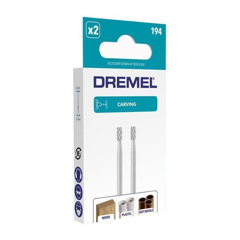 Set of 2 Dremel 194 strawberries (steel, cylindrical end, 3.2mm diamet