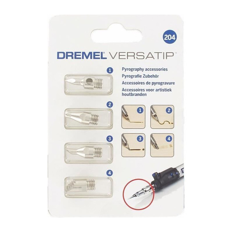 Set of 4 DREMEL 204 pyrogravure tips (for DREMEL VERSATIP gas solderin