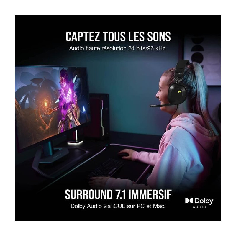Corsair Helmet Gaming Premium HS80 RGB USB-Carbon (CA-9011237-EU)