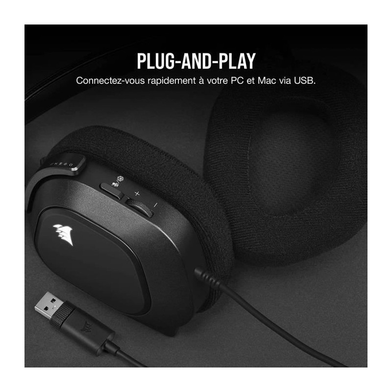 Corsair Helmet Gaming Premium HS80 RGB USB-Carbon (CA-9011237-EU)