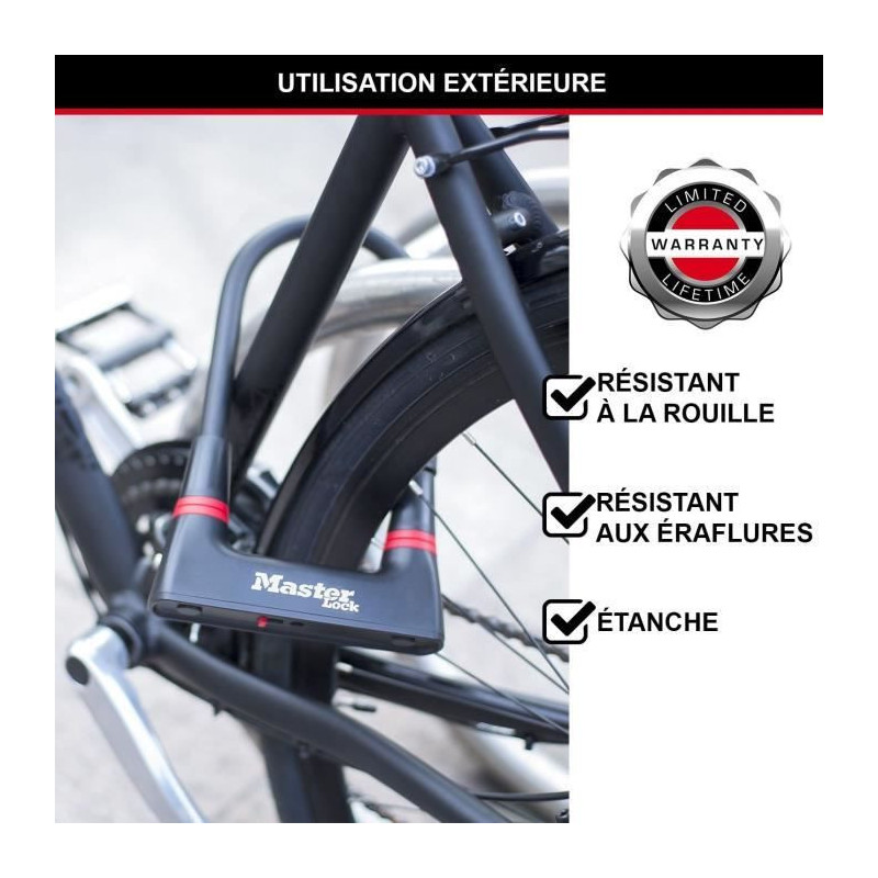U-Lock Bike Lock - MASTER LOCK - 8279EURDPRO - Hardened Steel, Key, Ce