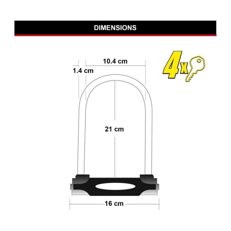 U-Lock Bike Lock - MASTER LOCK - 8279EURDPRO - Hardened Steel, Key, Ce