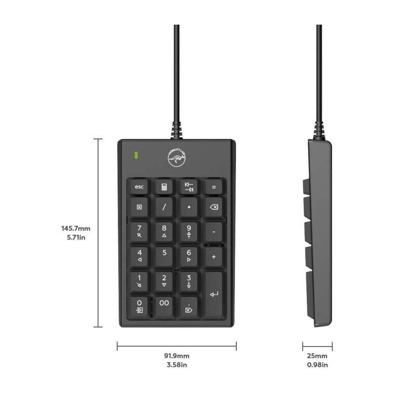 MOBILITY LAB Keypad - USB - Black - Netbook