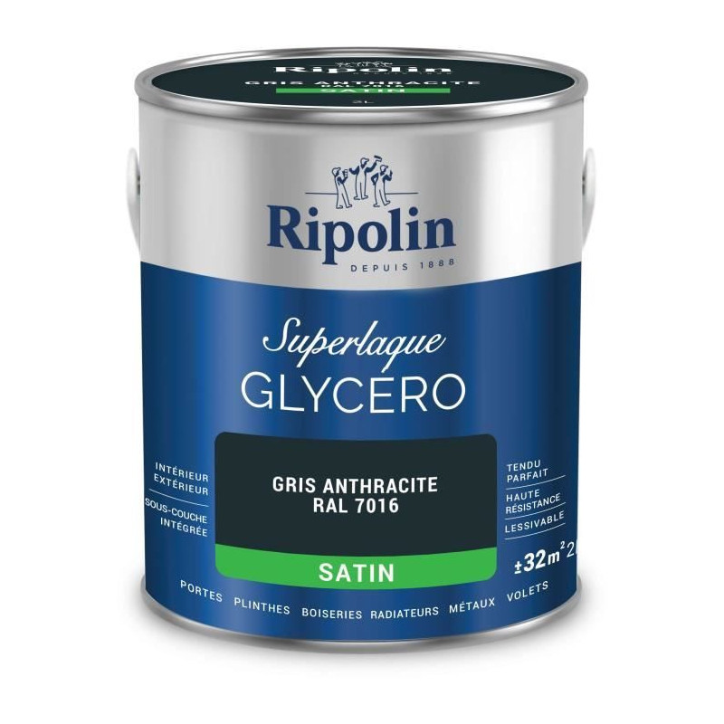 Anthracite gray RAL 7016 satin glycero lacquer - RIPOLIN - 2 L
