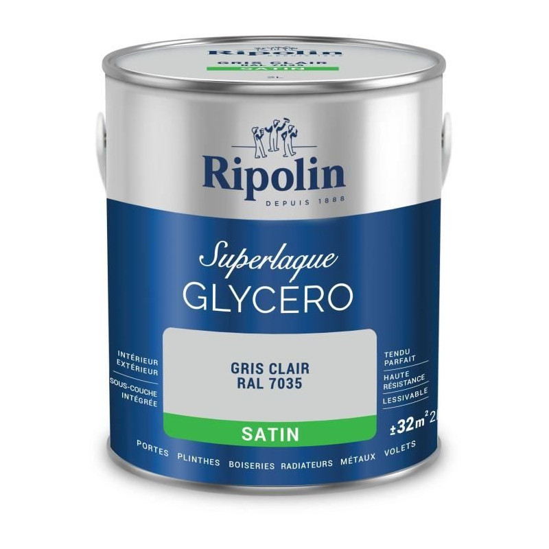 Light gray RAL 7035 satin glycero lacquer - RIPOLIN - 2 L