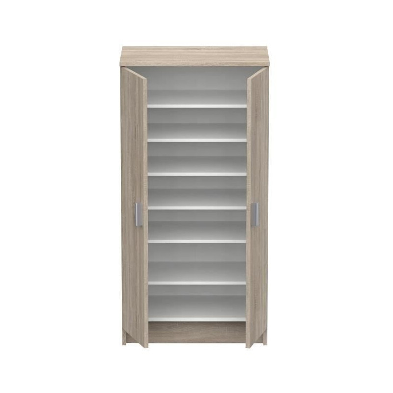 SHoeS Contemporary style shoe cabinet in brushed oak and pearl white -