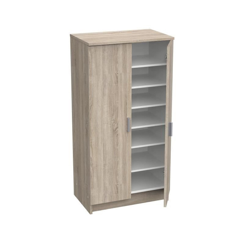 SHoeS Contemporary style shoe cabinet in brushed oak and pearl white -