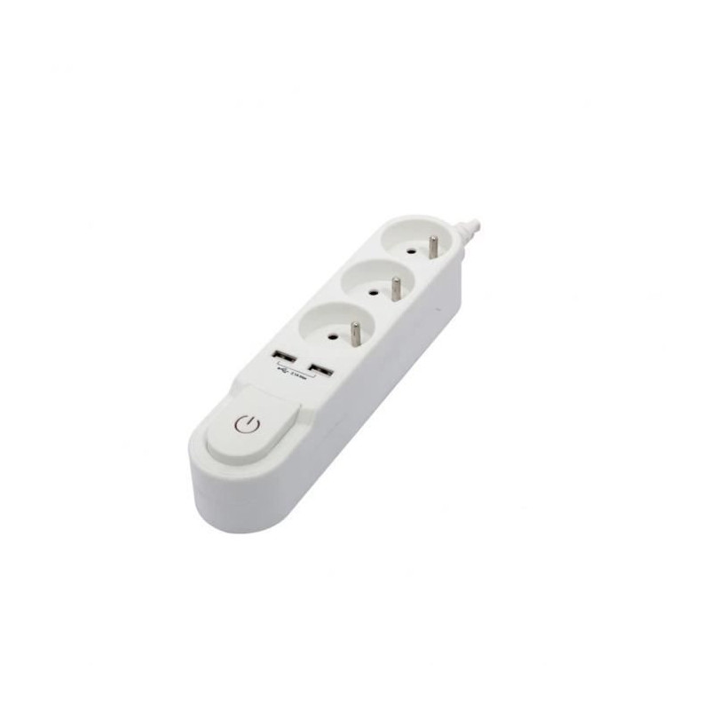 CHACON Power strip with switch 3 outlets 16 A and 2 outlets USB 2 A, c