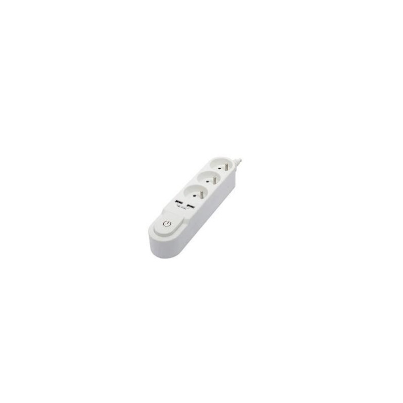 CHACON Power strip with switch 3 outlets 16 A and 2 outlets USB 2 A, c