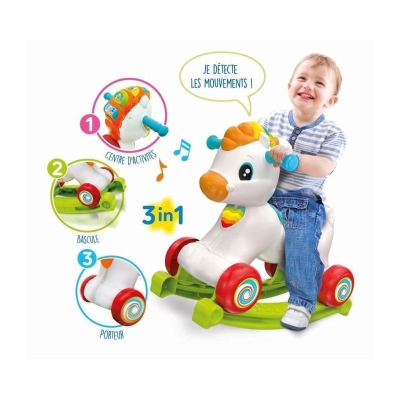 Clementoni - Rocking horse and wheels - Mane with intercation buttons