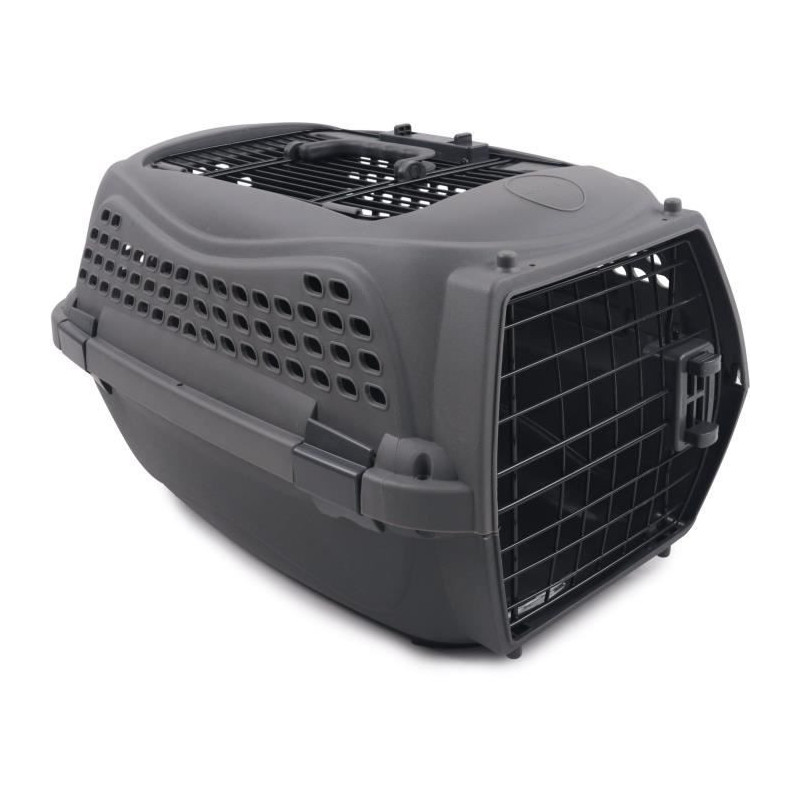 M.PETS ECO GIRO Cat Transport Crate - Plastic Cage - Size S - Gray