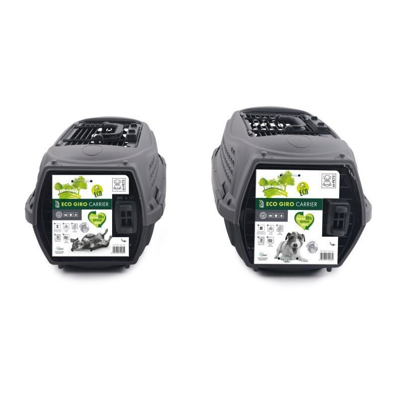 M.PETS ECO GIRO Cat Transport Crate - Plastic Cage - Size S - Gray