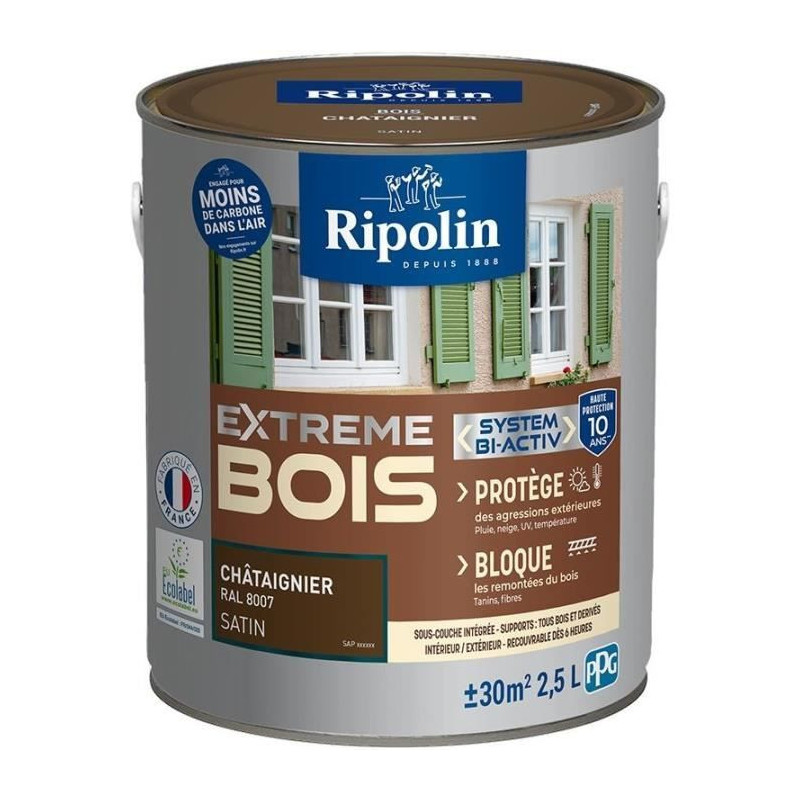 Extreme wood paint - Satin chestnut - RIPOLIN - 2.5 L