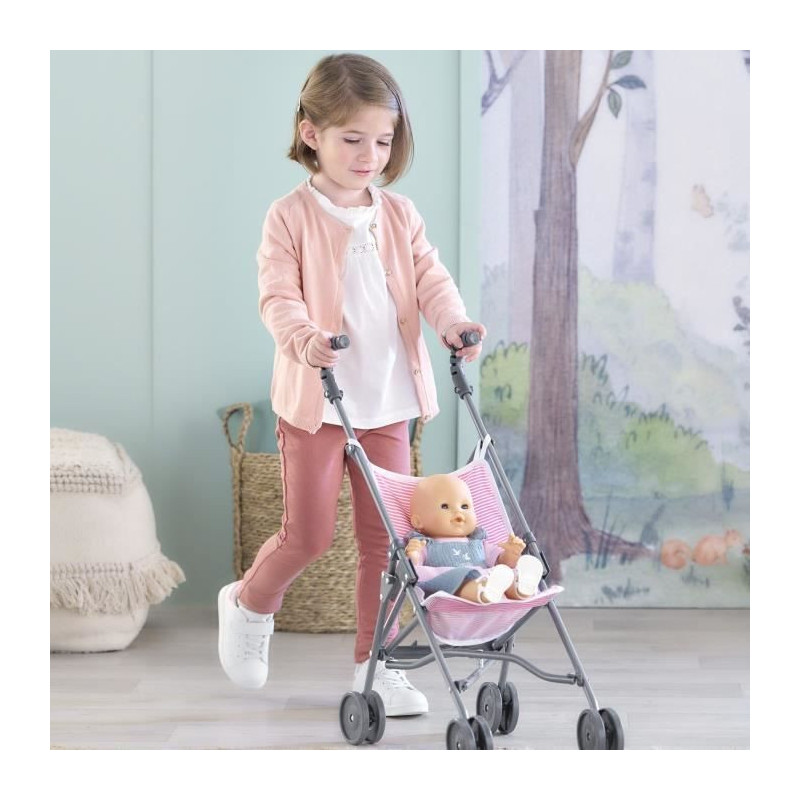 Baby doll accessory - COROLLE - Pink stroller for 30, 36 and 42cm baby