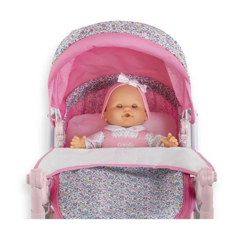 Baby doll accessories - COROLLE - Floral pram - for 36 to 52 cm baby d