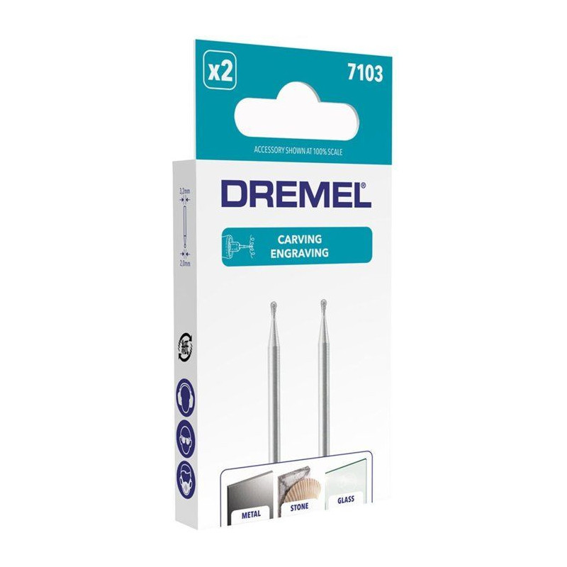 DREMEL LOT OF 2 DIAMANTED POINTS 2MM 7103