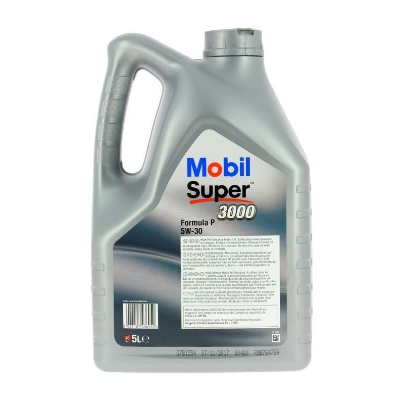 MOBIL Super 3000 Formula-P 5W-30 5L canister High performance engine o