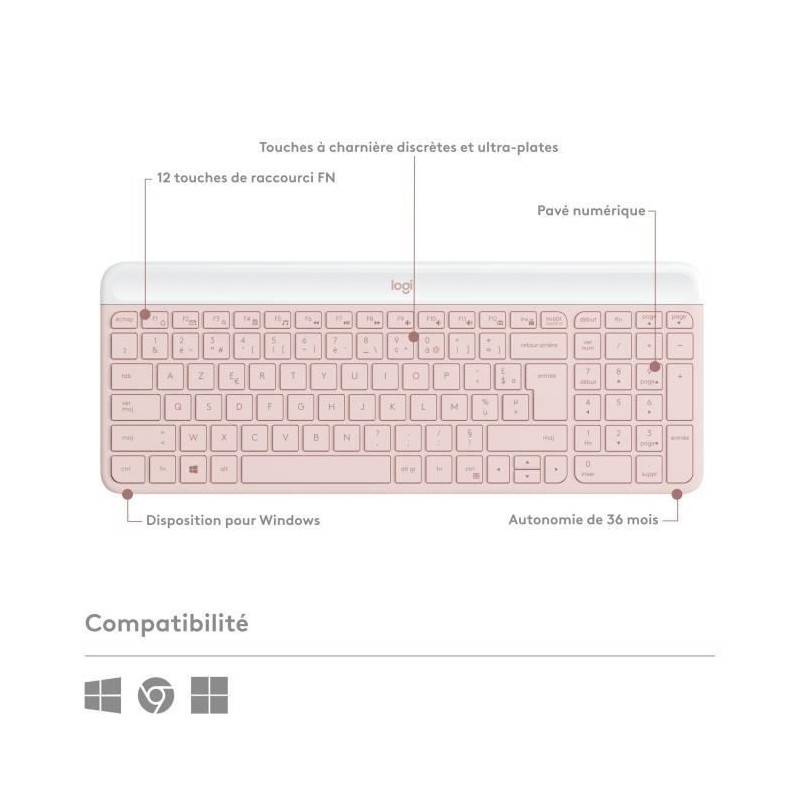 Logitech MK470 Slim Combo keyboard and compact wireless, ultra silent,