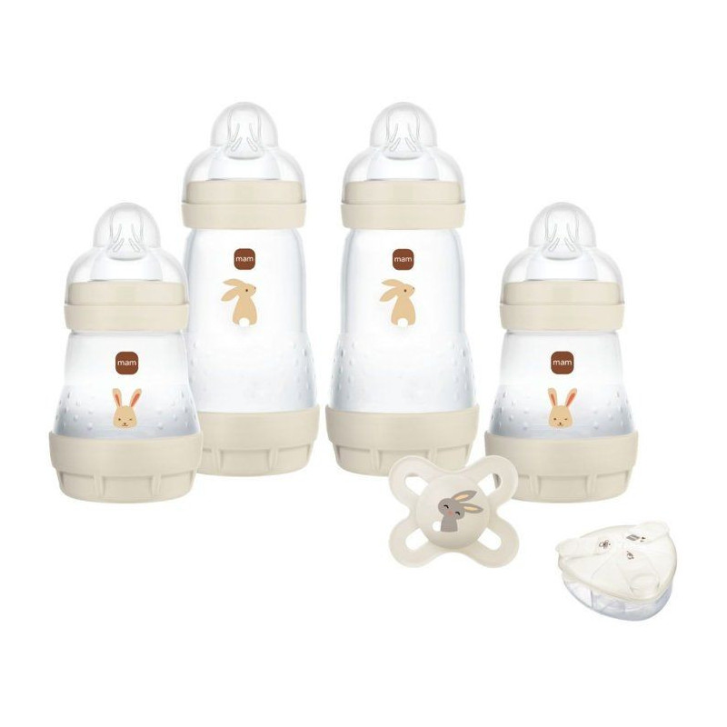 Birth Box - MAM - 4 Baby Bottles + 1 Pacifier + 1 Dosing Box - Sand