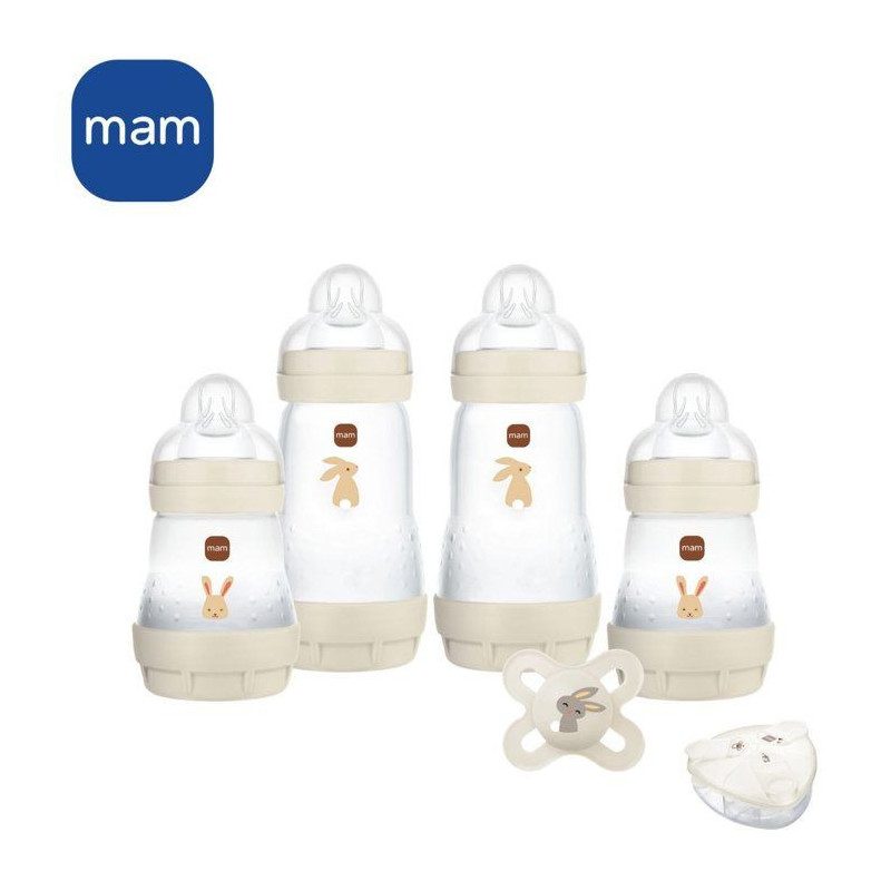 Birth Box - MAM - 4 Baby Bottles + 1 Pacifier + 1 Dosing Box - Sand