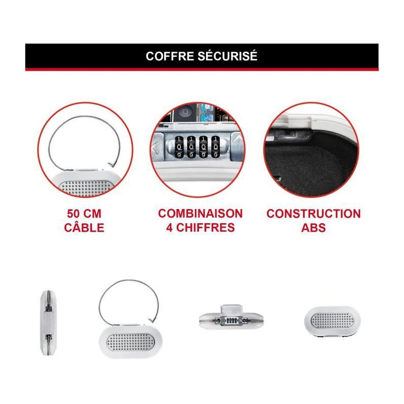 MASTER LOCK Portable Mini Travel Storage Box with Security Cable - Whi