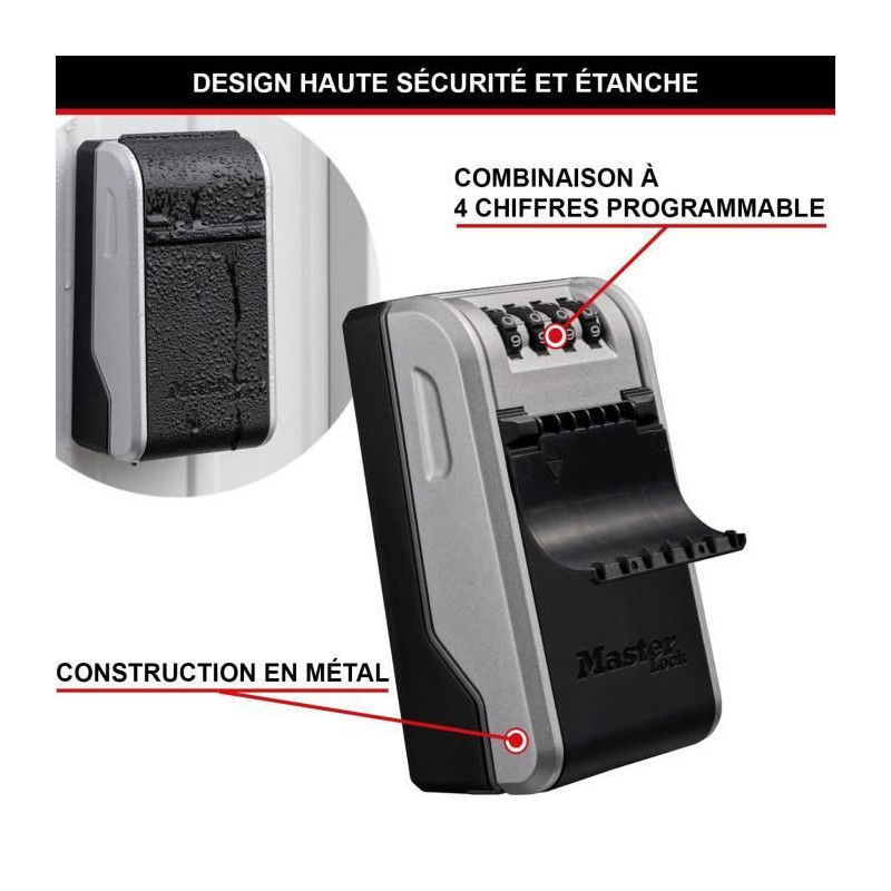MASTER LOCK - Outdoor key box - New design - Wall mounting - Large cap