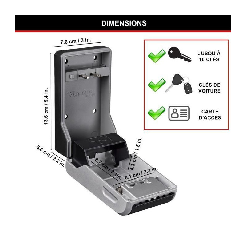 MASTER LOCK - Outdoor key box - New design - Wall mounting - Large cap