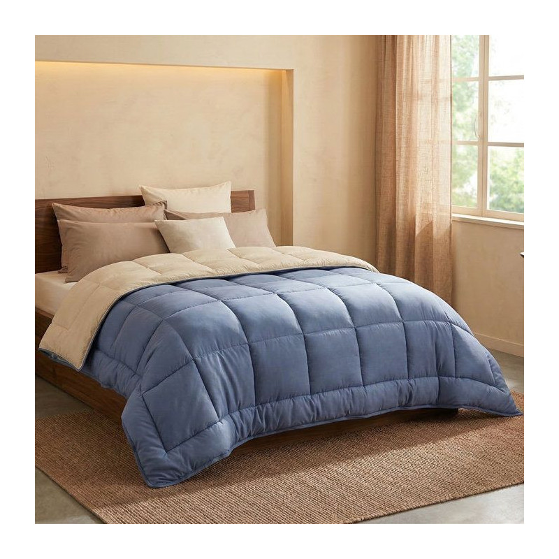 Microfiber Duvet 400g/m² CALGARY Petrol & Mastic 220x240cm