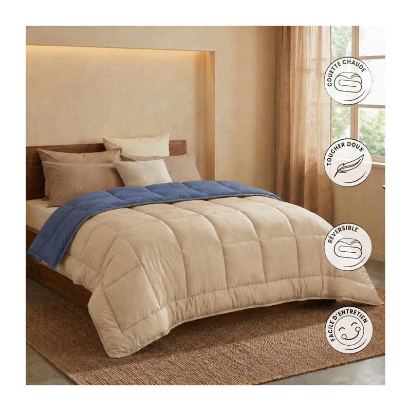 Microfiber Duvet 400g/m² CALGARY Petrol & Mastic 220x240cm