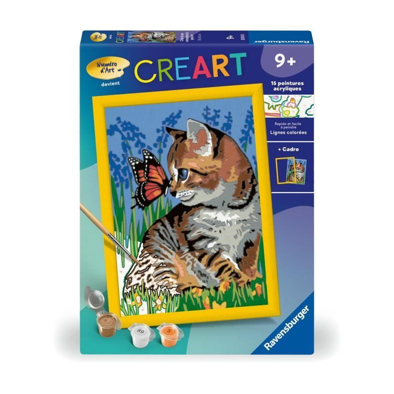 CreArt Kids 18x24cm Cat and his companion the butterfly, Paint by numb
