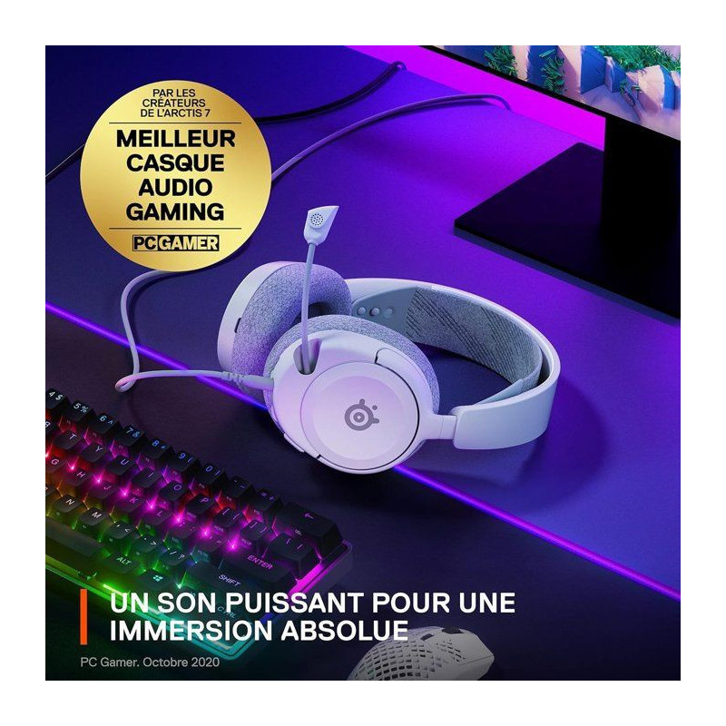 Gaming -Micro Helmet - Steelseries - Arctis Nova 1 White - Spinning -