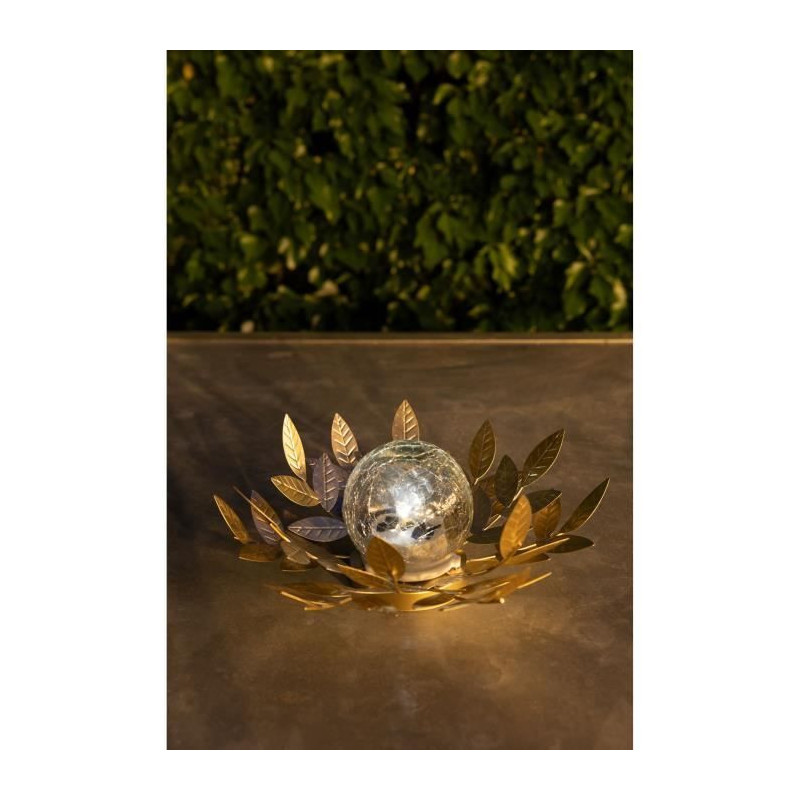 Solar water lily GALIX G4495 - Metal, Gold and cracked glass - 7 Lumen
