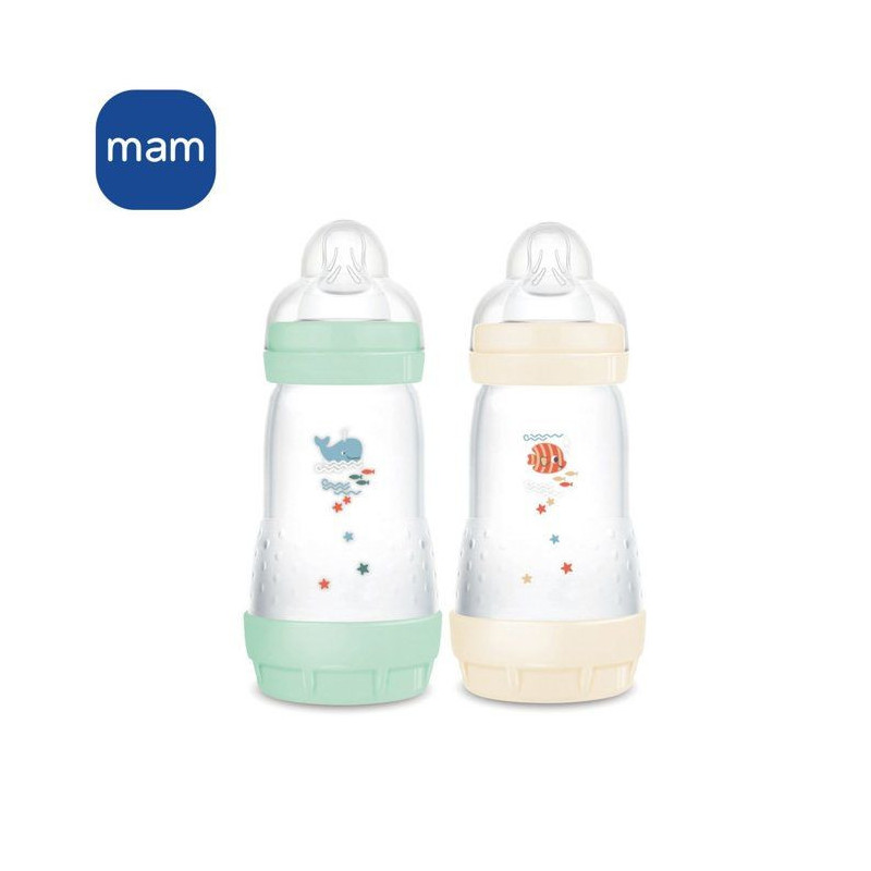 Set of 2 Baby Bottles - MAM - Easy Start - Classic Anti-colic - 260 ml