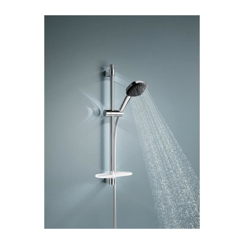 Shower set with 2 jets shower head, bar, flexible hose and shelf - GRO