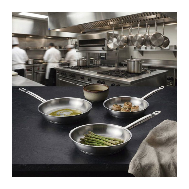INOXIBAR Poele Professional Stainless Steel Line - Without anti-stick