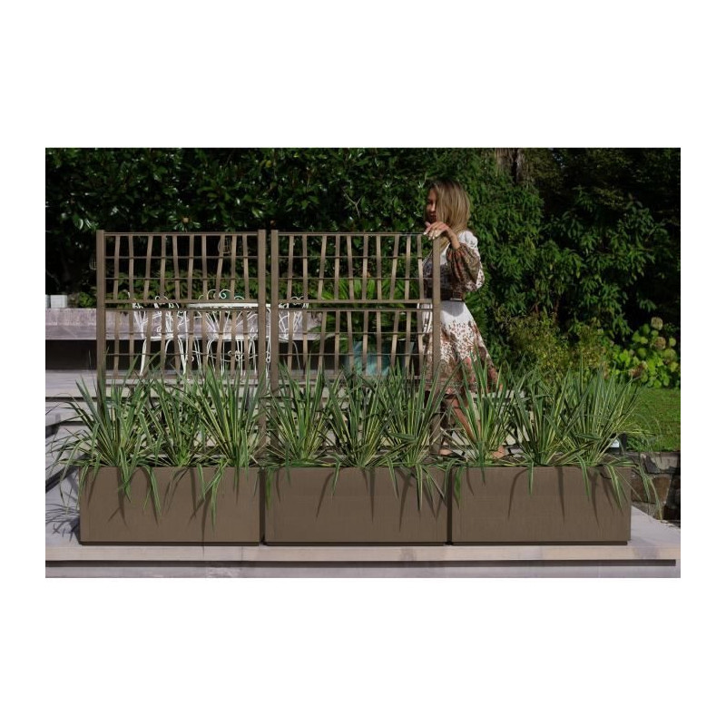 Ethica rectangular flower box 80 cm with taupe trellis