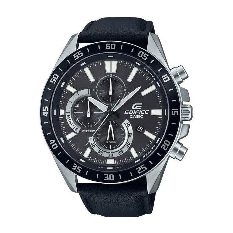 CASIO - Genuine Leather Watch - EDIFICE - Black