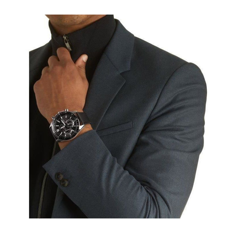 CASIO - Genuine Leather Watch - EDIFICE - Black