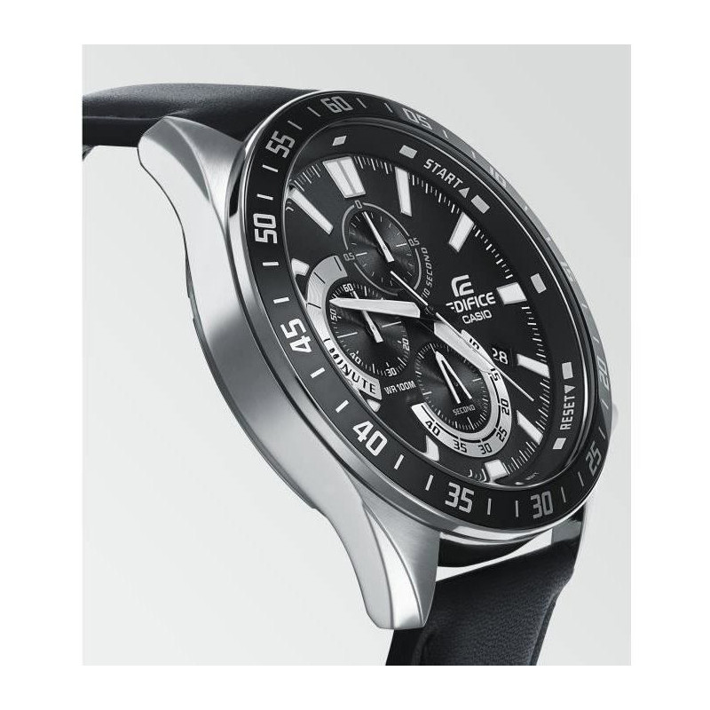 CASIO - Genuine Leather Watch - EDIFICE - Black