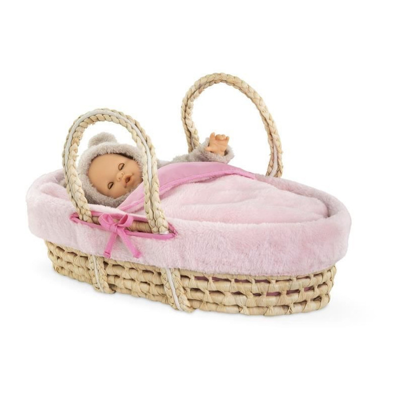 Baby doll accessories - COROLLE - Pink plush bassinet set - for 36 and