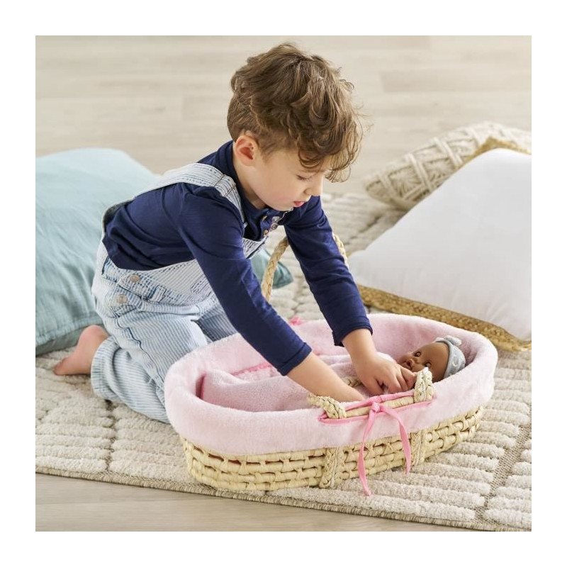 Baby doll accessories - COROLLE - Pink plush bassinet set - for 36 and