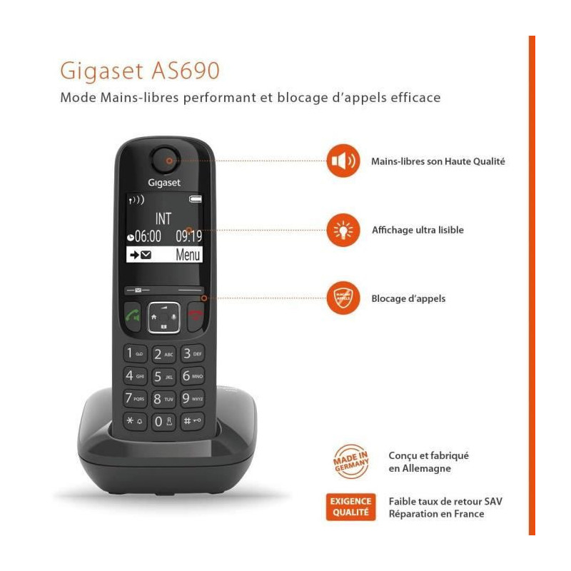 GIGASET Landline Phone AS690 Trio Black