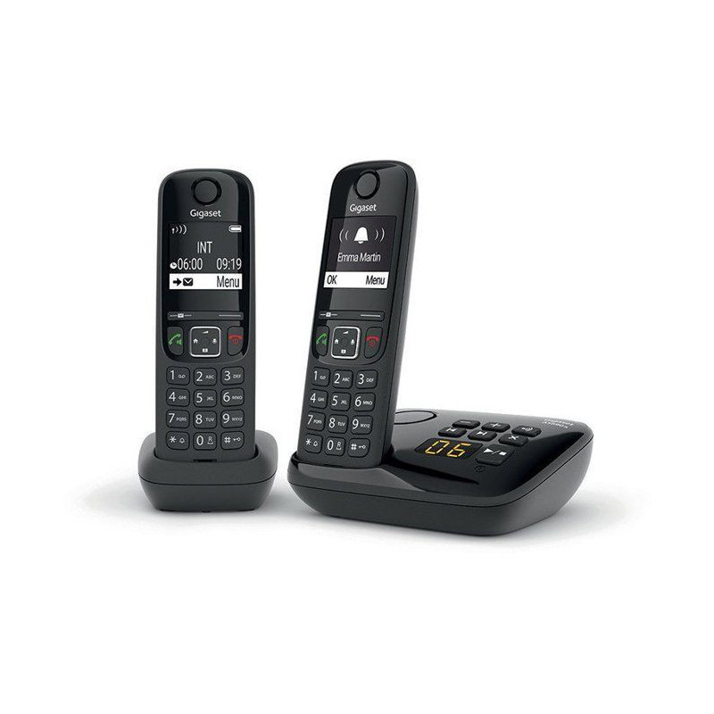 AS690 A Duo Black Landline Phone - GIGASET - 20 min answering machine