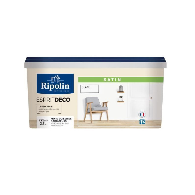 RIPOLIN All Pieces Wall Paint - Satin White, 2.5L