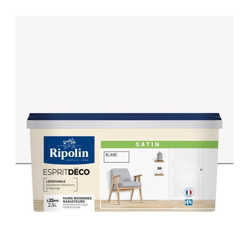 RIPOLIN All Pieces Wall Paint - Satin White, 2.5L