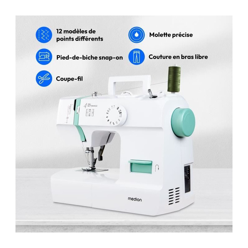 Sewing Machine - MEDION - SM 70 - 71W - 12 Stitches - 700 rpm – LED