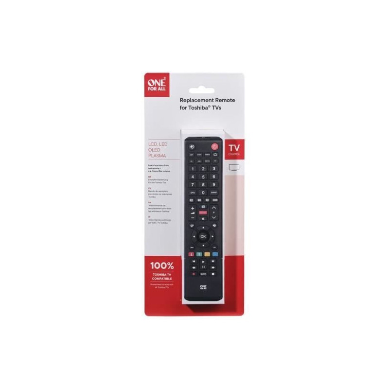 ONE FOR ALL URC1919 Remote Control for any Toshiba TV - Black
