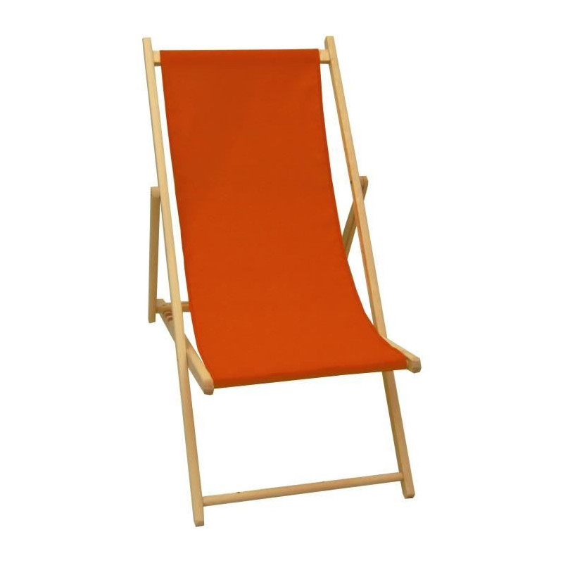 PRIVATE GARDEN - Paprika-colored wooden deck chair - Water-repellent f