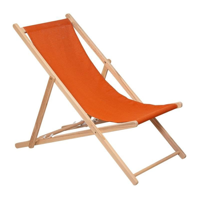 PRIVATE GARDEN - Paprika-colored wooden deck chair - Water-repellent f