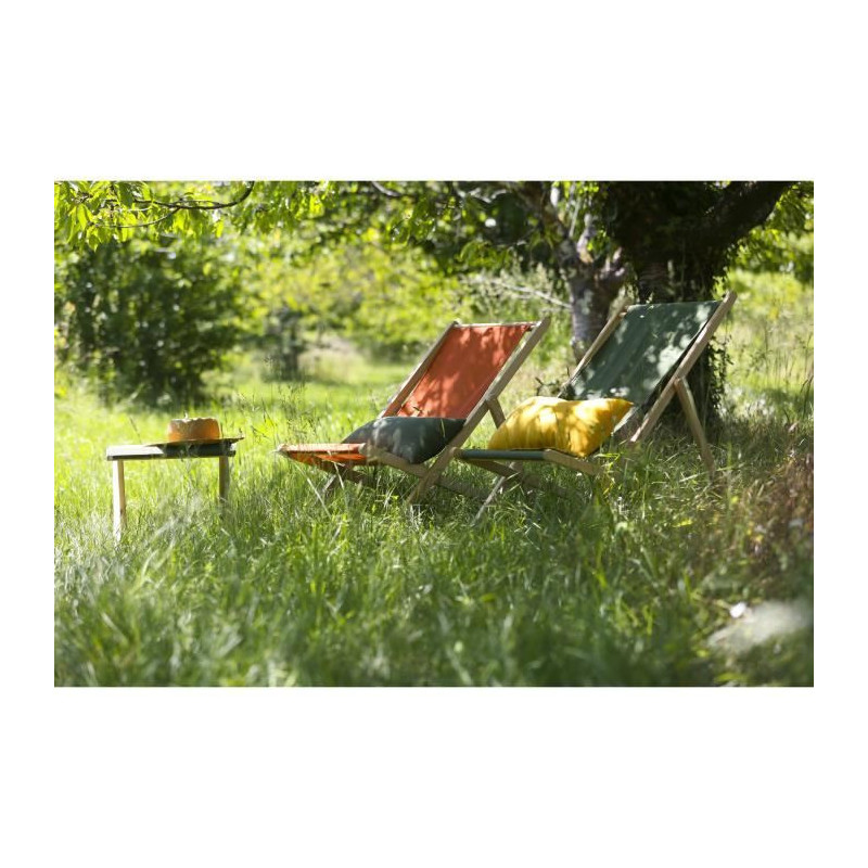 PRIVATE GARDEN - Paprika-colored wooden deck chair - Water-repellent f